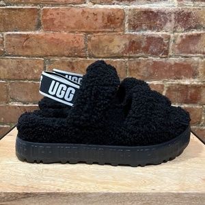 NEW! UGG Oh Fluffita Slides Fluffy Black Sherpa Women's Size 8